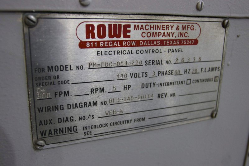 20&#039; X .105&#039; ROWE MODEL RM-FDC-053-220 SERVO FEEDER: STOCK #71072