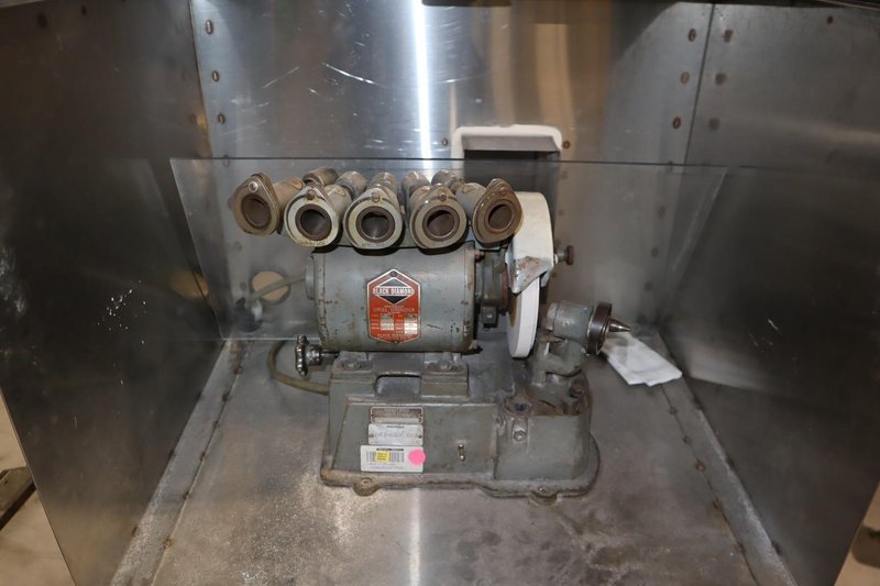 Black Diamond 2C DRILL GRINDER, Assorted Collets &amp; Grinding Wheels, Mounted on Kennedy 5-Drawer Cabinet w/ Dust Shroud- Auction Item