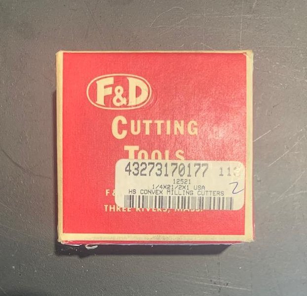 F&amp;D CUTTING TOOLS HS CONVEX MILLING CUTTER: 1/4&quot; X 2 1/2&quot; X 1&quot; STRAIGHT TOOTH SIDE MILLING CUTTER: STOCK #15126