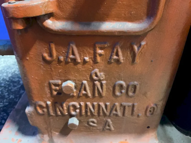 J.A. FAY &amp; EGAN CO. 16”X26” TABLE, 28” DIAMETER VERTICAL DISC SANDER  -  454