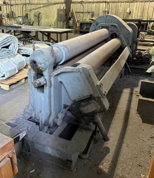 8' X 1/4" BERTSCH 3-ROLL PINCH PLATE BENDING MACHINE. STOCK # 0537426
