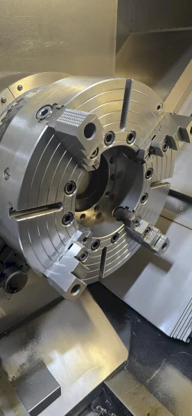 2013 MIGHTY VT40B+M/2000 CNC LATHE CAXIS LIVE TOOLING WITH 7.4" BAR CAPACITY &amp; (2) 24" CHUCKS