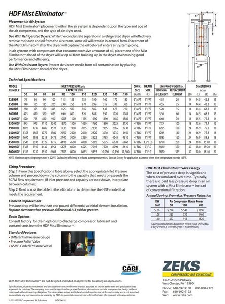 8,000 CFM ZEKS MODEL #8000HDF MIST ELIMINATOR VERTICAL TANK: STOCK #23052