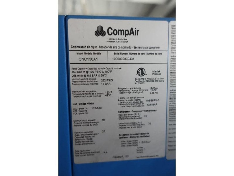 20 HP COMPAIR MODEL #LFR2A ROTARY SCREW AIR COMPRESSOR WITH DRYER: YOBRO #25816