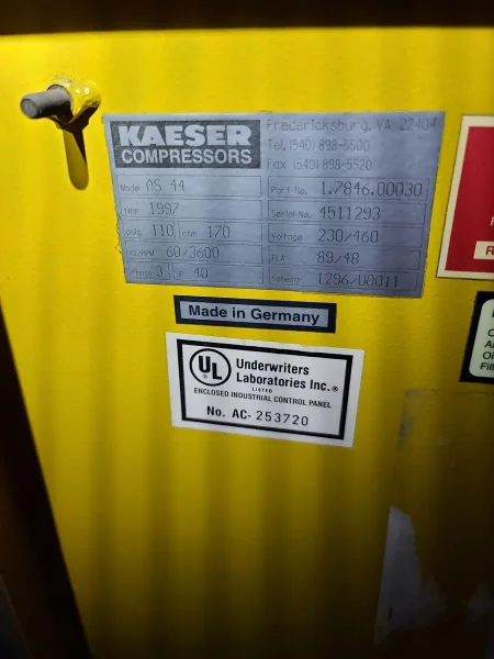1997 KAESER AS44 | Air Compressors, Rotary Screw/Sliding Vane