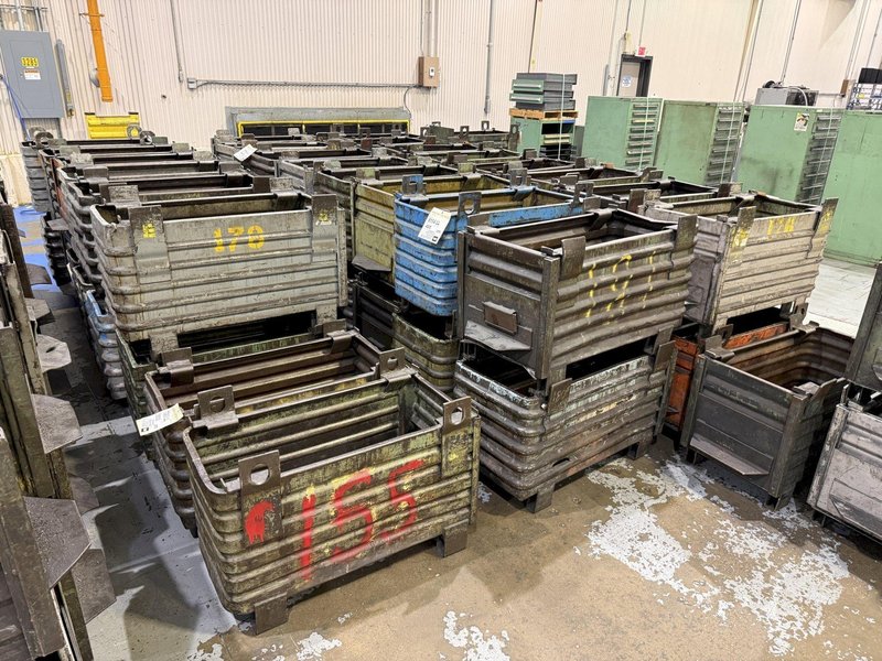 (120) 36” x 18” x 18” STEEL STACKABLE PARTS BIN CONTAINER WITH DUMP DOOR: YOBRO #25062