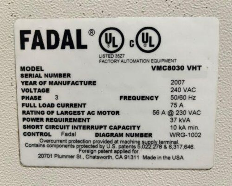 Fadal VMC8030 VHT CNC Vertical Machining Center – 4th Axis Ready Mill