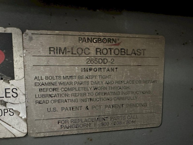 48&quot; X 96&quot; X 8 WHEEL PANGBORN MODEL #ES-1838-22 ROLLER CONVEYOR PASS-THRU BLAST SYSTEM, NEW 2007: STOCK #21212