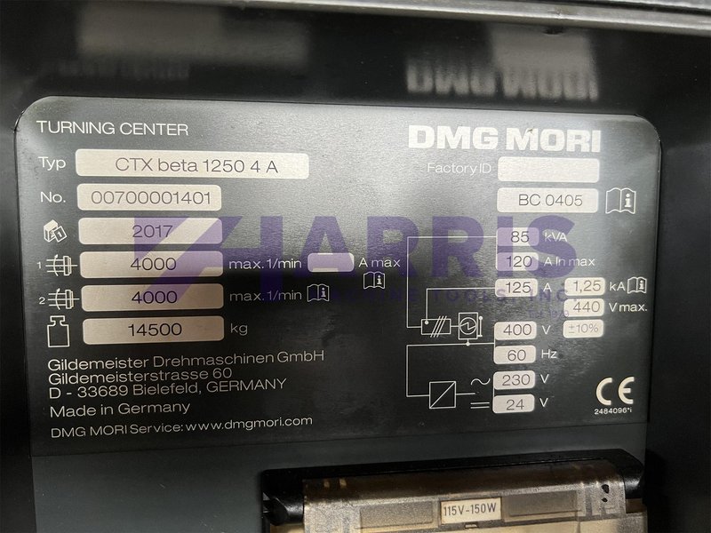 Used, DMG Mori CTX beta 1250 4A Compact High Productive CNC Turning Center with TWIN Concept Machining