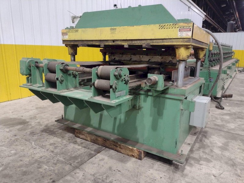 16 STAND X 4&quot; x 36&quot; WIDE R-PANEL ASC ROLLFORMER LINE WITH REEL &amp; CUT OFF, BECK CONTROLS: STOCK 21176