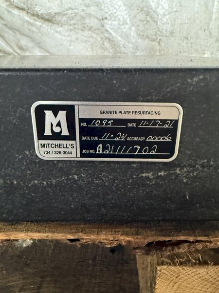 18" X 24" MITCHELLS GRANITE INSPECTION TABLE. STOCK # 0902124