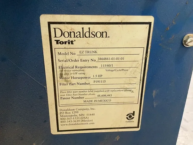 DONALDSON DUST COLLECTOR  -  EZ TRUNK