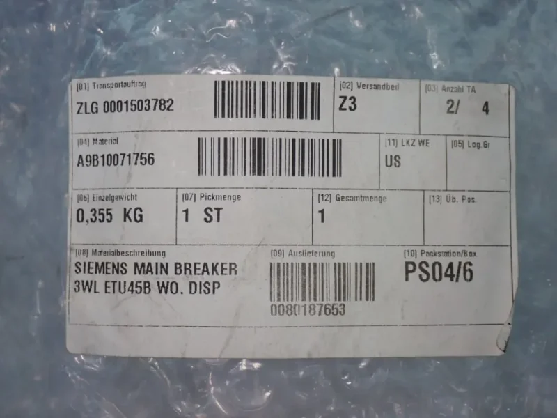SIEMENS ETU45B CIRCUIT BREAKER TRIP UNIT  -  3WL9314-5AA00-0AA2