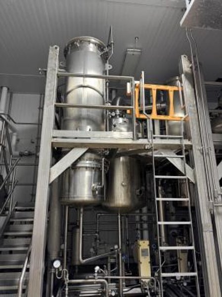 Buflovac / Hebeler 12-04878 Double-Effect Rising/Falling Film Evaporator System, 2017 – 6,500 lb/hr 316L SS Food/Protein Concentrator