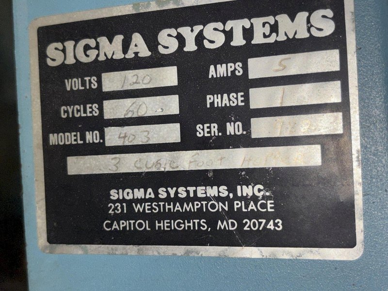 3 CU FT SIGMA SYNTRON FMC MODEL #VPF305 HOPPER &amp; BOWL FEEDER: STOCK #23083