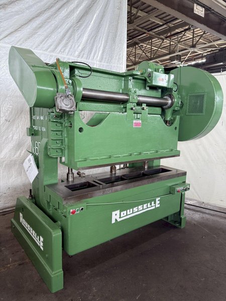 60 TON ROUSSELLE MODEL 6B DOUBLE-CRANK GAP FRAME PRESS. STOCK # 0235625.