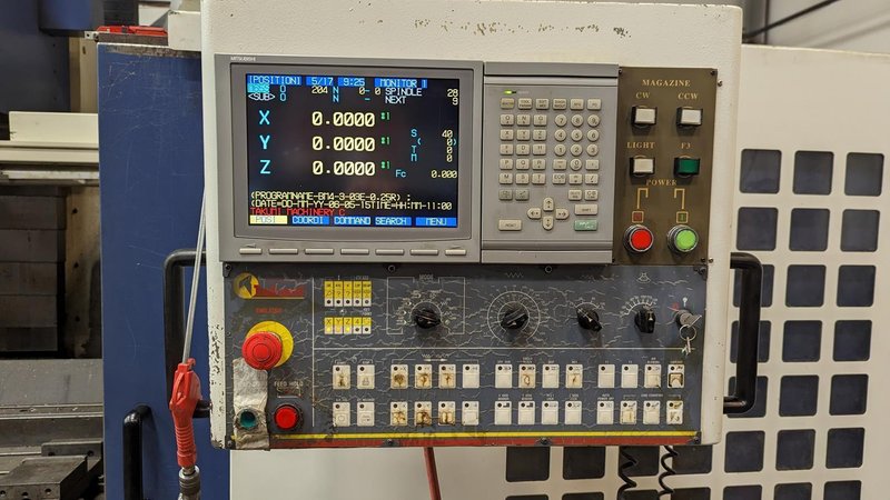 TAKUMI, V32, CNC VERTICAL MACHINING CENTRE, 10,000 RPM SPINDLE, TRAVELS (X,Y,Z): 3200 MM X 1066MM X 750 MM (126&quot; X 42&quot; X 30), DISTANCE FROM NOSE TO SPINDLE:  200MM TO 950MM, DISTANCE FROM SPINDLE NOSE TO THE Z-AXIS GUIDEWAY: 1120MM, T-SLOT TABLE SIZE: 3200MM X 1025MM (126&quot; X 40&quot;), MAX TABLE LOAD, 4500 KG (9,920 LBS), 32 TOOL ATC, TABLE SIZE: 42&quot; X 130&quot;, CAT 50, 30 KW, SPINDLE FLOOD AND THROUGH COOLANT, AIR BLAST, COOLANT FILTER SYSTEM, CHIP WASH DOWN SYSTEM, CHILLED BALL SCREW AND SPINDLE, 4-AXIS CAPABLE,  LEFT AND RIGHT CHIP CONVEYOR,  MITSUBISHI, MEDLAS 60S, CNC CONTROL, 2006, 220/3/60 50 AMP, MACHINE WEIGHT:  52.500 LBS. FLOOR SPACE (W, L, H) 295&quot; X 173&quot; X 139.7&quot; (APPROX.), S/N K0133