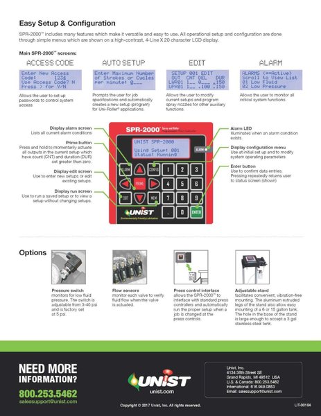 UNIST SPROLLER MODEL #SPR-2000 LUBRICATION SPRAY ROLLER: YOBRO #23937