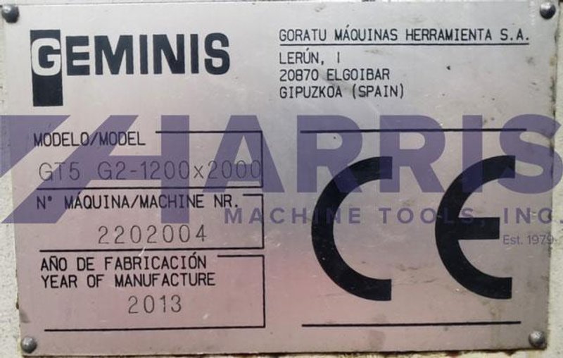 Used, 48" x 78" Geminis Model GT5 G2 - Flat Bed CNC Lathe with Y Axis