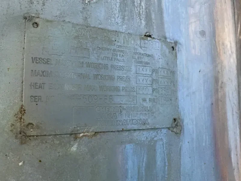 CHERRY-BURRELL CORP. APPROX. 374 GAL / 50” DIAMETER, 44” H STAINLESS STEEL PROCESSING TANK  -  3091