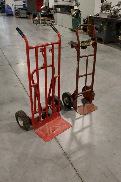 2 Wheel Dolly Moving Carts, (2 pcs) (1) With Pnuematic Tires, (1) Solid Rubber Tire- Auction Item