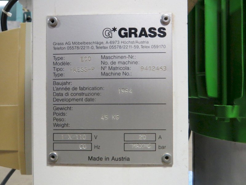 Grass ECO-PRESS-P Pneumatic Hinge Boring &amp; Inserting Machine