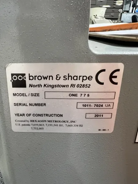 2011 BROWN &amp; SHARPE MODEL ONE 7/7/5 | Coordinate Measuring Machines