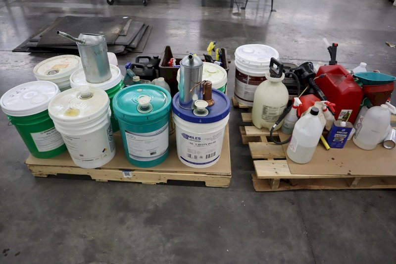 Cleaning Chemicals, Way Oils, Fuel, and Other Flammables on (2) Pallets- Auction Item
