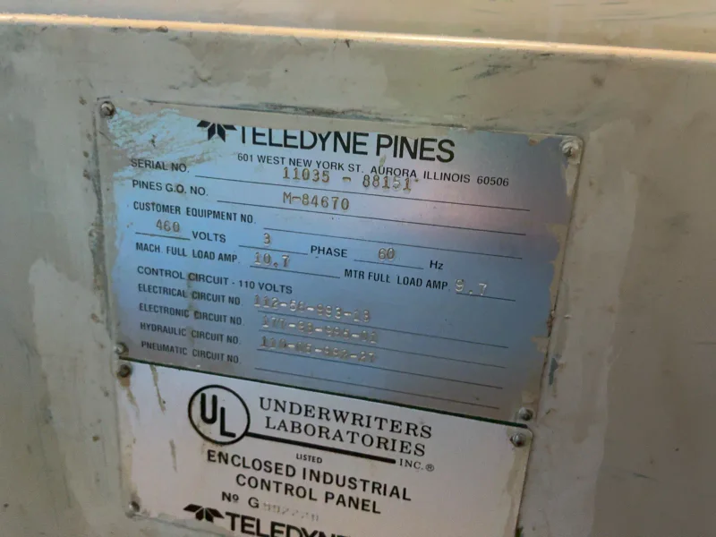 TELEDYNE PINES HORIZONTAL TUBE BENDER