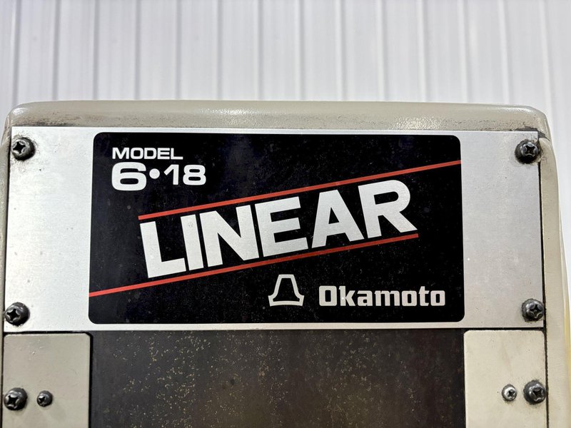 6" X 18" OKAMOTO MODEL #LINEAR 618  HAND FEED HORIZONTAL SURFACE GRINDER: STOCK #21179