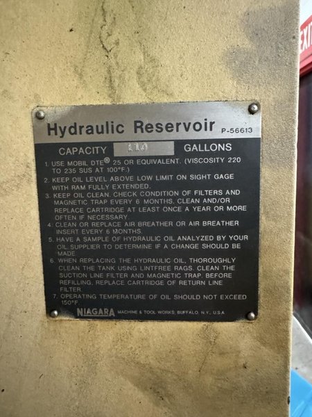 100 Ton x 8′ Niagara HBM-100-6-8 CNC Hydraulic Press Brake – Programmable Backgauge