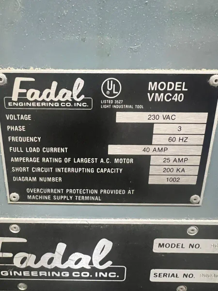 USED FADAL VMC 40 VERTICAL MACHINING CENTER