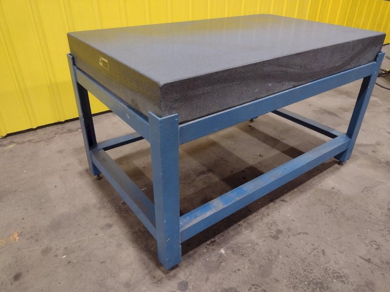 60&quot; X 36&quot; X 6.25&quot; THICK BLACK GRANITE INSPECTION TABLE W/ STAND: STOCK #19633