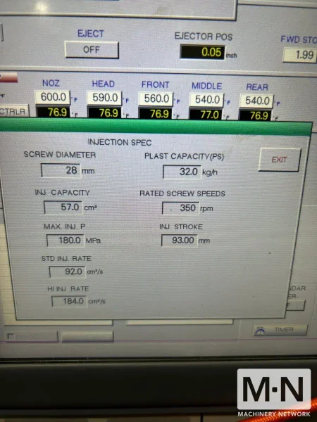 72 TON 1.9 OZ NISSEI MODEL PNX60III-5A INJECTION MOLDING MACHINE MFG 2020
