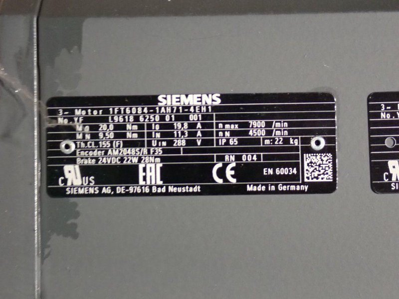 Siemens  Ac Servo Motor  - 1ft6084-1ah71-4eh1