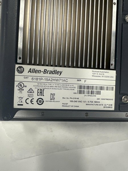ALLEN BRADLEY 6181P-15A2HW71AC / F Interface Panel USED