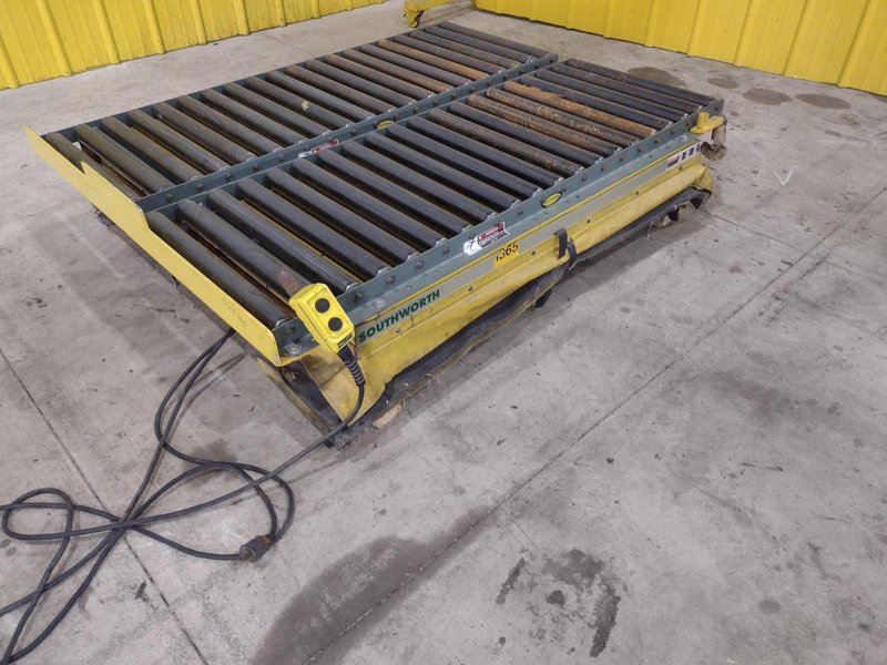 60" X 48" X 3500 LB SOUTHWORTH MODEL #LS4-36 DOUBLE ROLLER TOP LIFT TABLE, 110V SINGLE PHASE: STOCK #20929