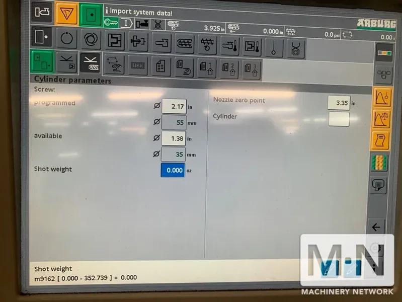 275 TON 15.3 OZ ARBURG MODEL 630S-2500-800 INJECTION MOLDING MACHINE MFG 2012