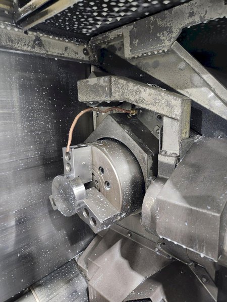 Mazak Multiplex 6200 Twin Spindle Lathe, Mazatrol 640 Ctrl., Mazak Fles GL100F Loader, 12 Pos. x2 Turret, 25HP, New 2000 (Avail. 8-25)