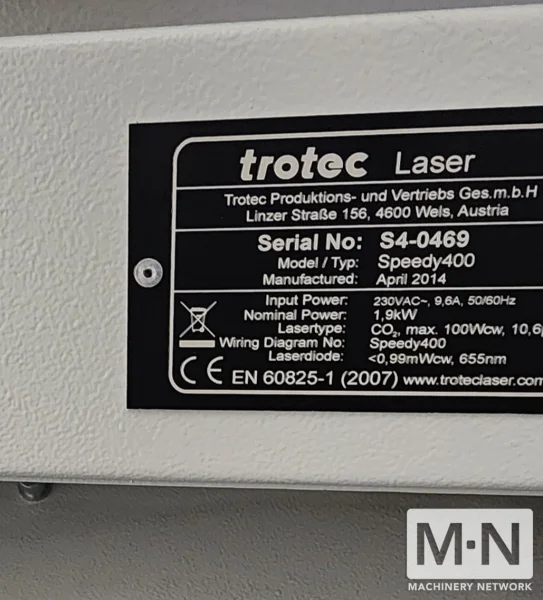 100 Watt CO2 Trotec Speedy 400 Laser Engraver and Cutter