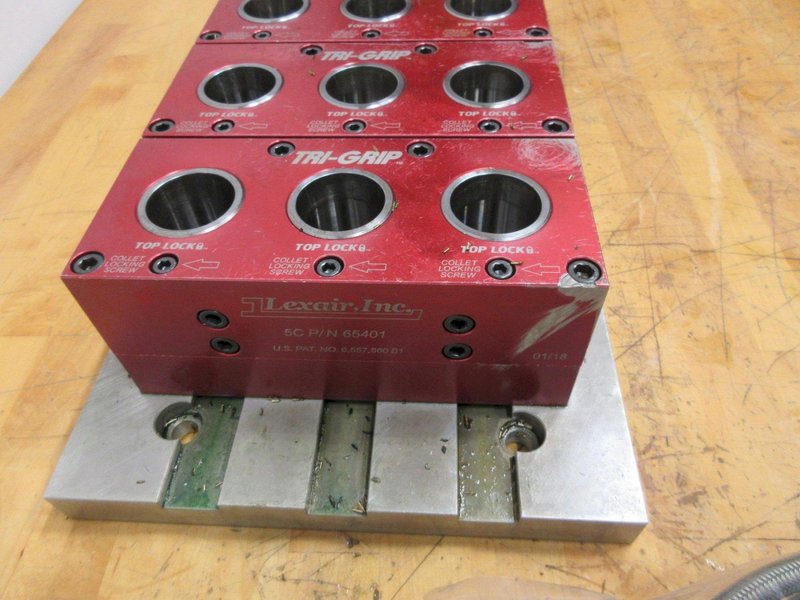 Lexair 5C 5 - Tri-Grip Collet Closer Mounted On Fixture W/ Open/Close Valve - Auction Item