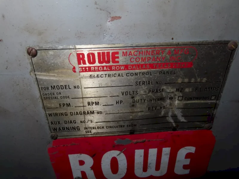 40" WIDE  ROWE B-40 POWERED STRAIGHTENER. STOCK # 0218626
