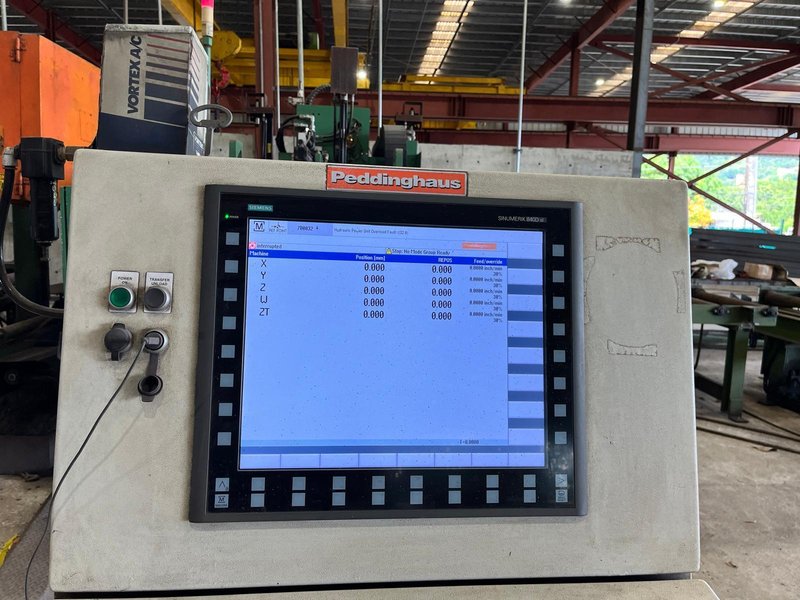 Peddinghaus PCD-1100/3B 3-Head Automated Beam Drill Line, 2018 – Power Conveyor, Transfer Table, Horizontal Band Saw