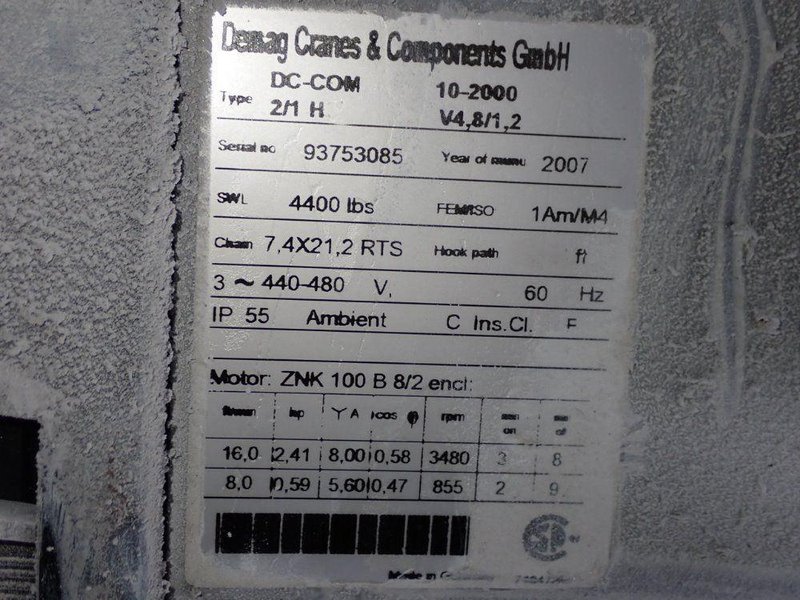 DEMAG 4400 LBS ELECTRIC CHAIN HOIST  -  DC-COM 2/1 H