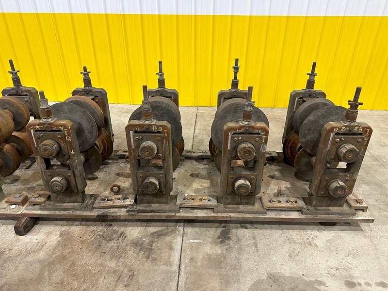 12 STAND X 3&quot; ARBOR X 20&quot; ROLLSPACE ASC RAFTED ROLLFORMER STANDS ON 3 BASES: STOCK #19936