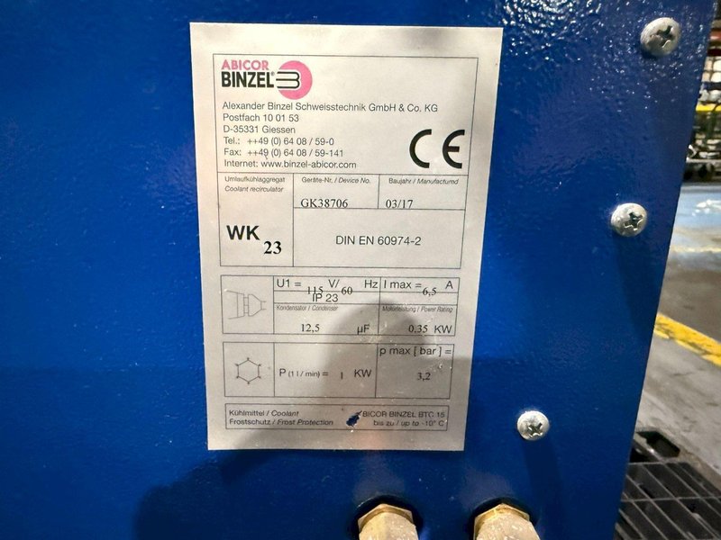ABICOR BINZEL WK 23 7L Coolant Recirculator USED