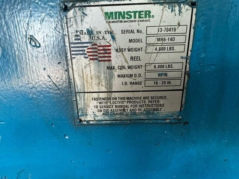 4,000# X 18" MINSTER UNCOILER  COIL REEL STOCK#3648
