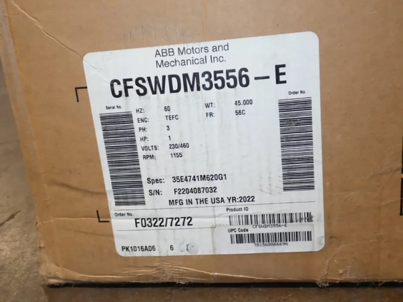 BALDOR RELIANCE 1 HP STAINLESS STEEL WASHDOWN MOTOR   -  CFSWDM3556-E