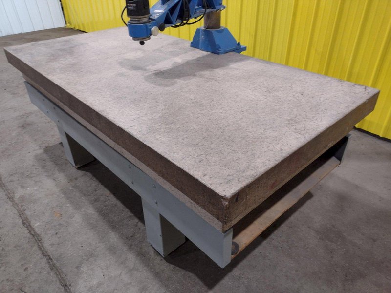 PORTER-CABLE ROUTER W/ HD GUIDE ARM ON 8&#039; X 4&#039; X 10&quot; STARRETT CRYSTAL PINK GRANITE SURFACE PLATE: STOCK #19044
