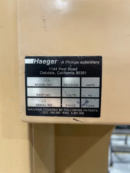 HAEGER HP6-B  6 Ton Hydraulic Insertion Press &amp; Autofeed Bowl USA #6836